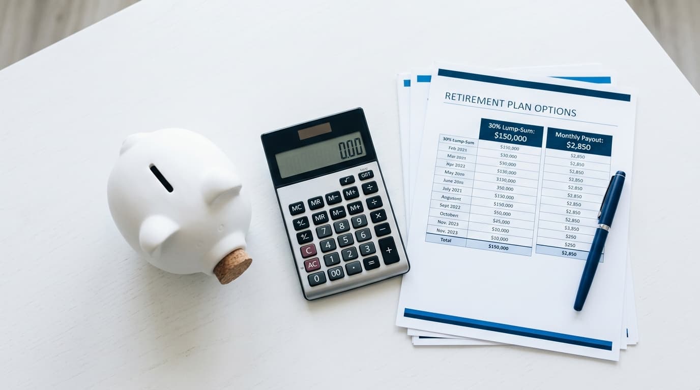 Infographic on the 30 percent lump-sum withdrawal from the Altersvorsorgedepot, showing the split between the lump sum and the monthly drawdown plan