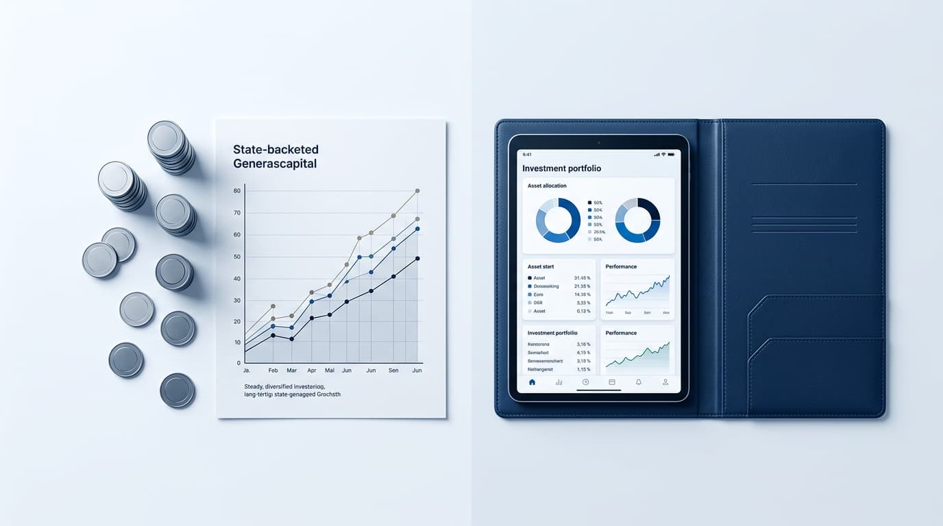 Infographic comparing pillar 1's Generationenkapital with the individual pillar 3 Altersvorsorgedepot.