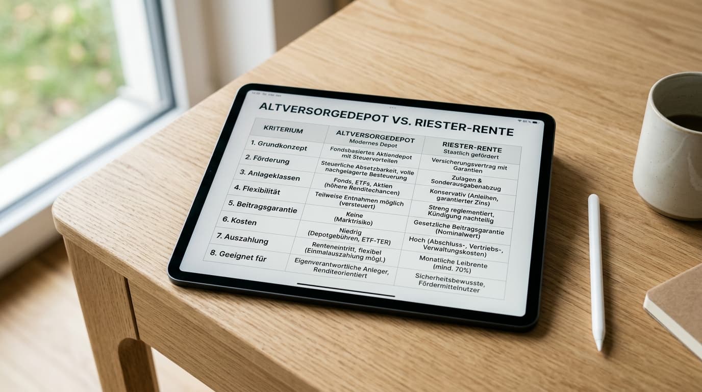 Illustration zum Vergleich von Altersvorsorgedepot-Anbietern und Wertpapierdepots